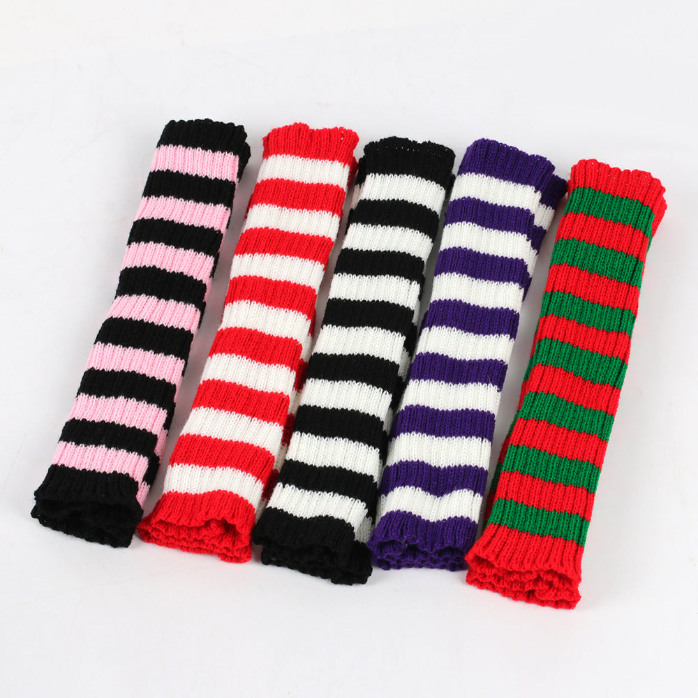 Wholesale Mid To Long Christmas Warm Striped Woolen Gloves